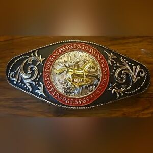 Large 6.8" Wide Horse Head Or Longhorn Steer Belt Buckle
